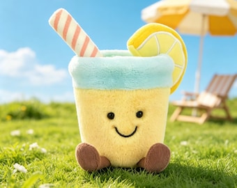 Jellycat Edição Limitada de Verão! Boneco de Pelúcia Lemon Soda - Uma adorável boneca sorridente para aconchegar-se, com etiqueta e saco de proteção inclusos.