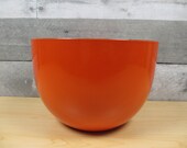 Large Mid Century Solid Orange Enamelware Bowl Kaj Franck for Finel Arabia