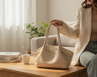 Bolso de hombro de piel sintética con textura de lichi para mujer.