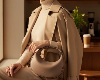 ミニマリストな三日月型ショルダーバッグ – ソフトPUレザー製アンダーアームパース