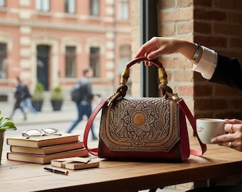 エンボス加工を施した中国風ハンドバッグ（女性用） – 芸術的でファッショナブル、多用途なショルダーバッグ兼クロスボディバッグ。