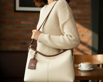 女性用ソフトPUレザーショルダーバッグ - 2本のストラップ付きカラーブロッククロスボディハンドバッグ