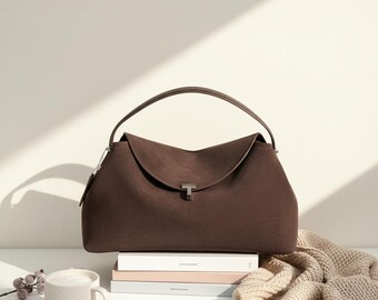 ヴィンテージ風フェイクスエードトートバッグ – アンダーアームショルダーハンドバッグ