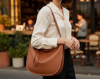 Bolso tote de piel auténtica para mujer - Bolso de hombro de piel de vaca de gran capacidad,