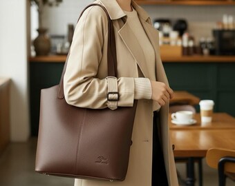 ソフトPUレザー製ショルダートートバッグ（女性用） - エレガントでミニマルなハンドバッグ