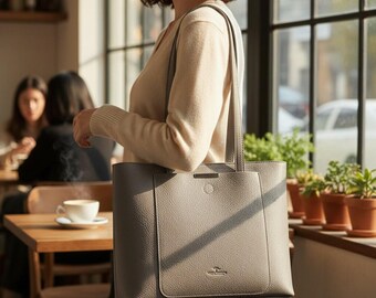 女性用大型ソフトPUレザートートバッグ ショルダーハンドバッグ - エレガントなトップハンドルショッピングパース