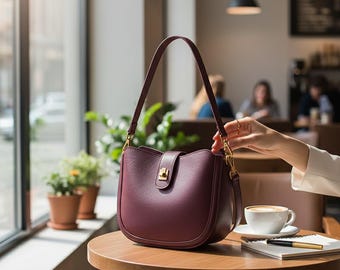 Bolso de hombro de piel de vaca auténtica - Bolso cruzado de piel natural suave