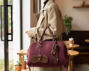 女性用スエードボウリングバッグ、高級デザイナー風ショルダー＆クロスボディハンドバッグ