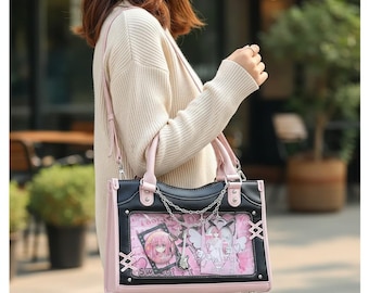 イタバッグ 透明クロスボディメッセンジャーバッグ – DIYディスプレイ ロリータショルダーバッグ（女性用）