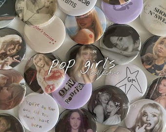 button pins with pop music