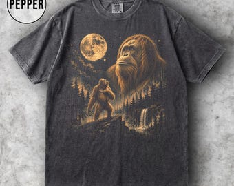 Grafisch T-shirt orang-oetan maan, vintage shirt aap dieren in het wild, retro jaren 90 jungle dieren T-shirt, primaat minnaar cadeau, T-shirt comfort kleuren