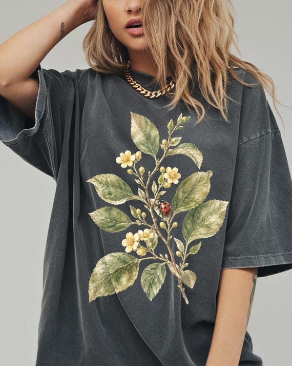 Ladybug Shirt, Botanical Cottagecore Tee, Vintage Floral Nature Shirt, Garden Lover Gift, Comfort Colors Shirt