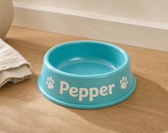 Personalised Blue Dog Bowl with Name | Custom Pet Feeding Dish