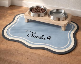 Alfombrilla de alimentación personalizada para perros / Alfombrilla de silicona con nombre personalizado / Alfombrilla para comedero de perros / Regalo para cachorros / Regalo para amantes de los perros