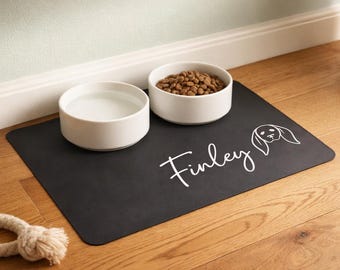 Alfombrilla de alimentación personalizada / Alfombrilla con el nombre de tu perro o gato / Alfombrilla de silicona para comedero de perro / Regalo para cachorros / Regalo para amantes de los perros