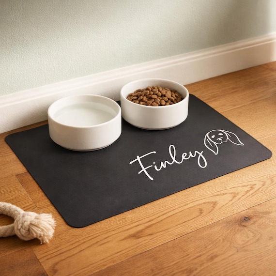 Personalised Feeding Mat | Custom Dog or Cat Pet Name Mat | Silicone Dog Bowl Mat | New Puppy Gift | Dog Lover Gift
