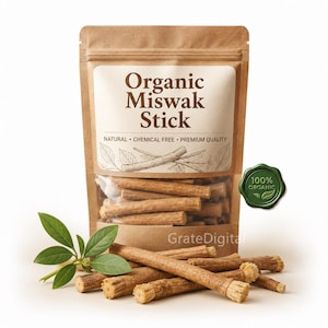 Organisk Miswak-pinne | Naturlig | Tandrengöringspinne | Örtbaserad munvård | Traditionell islamisk tandborste