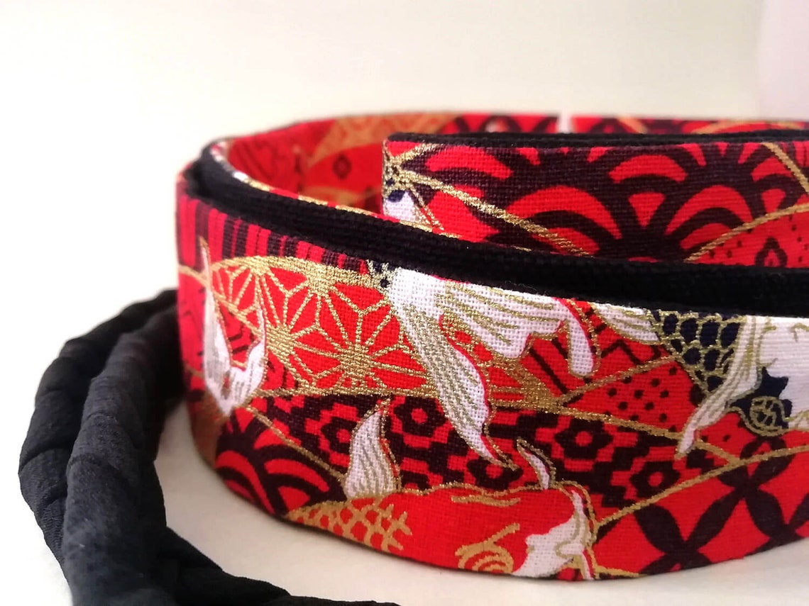 Red Obi Waist Belt Adjustable oriental belt with black | Etsy