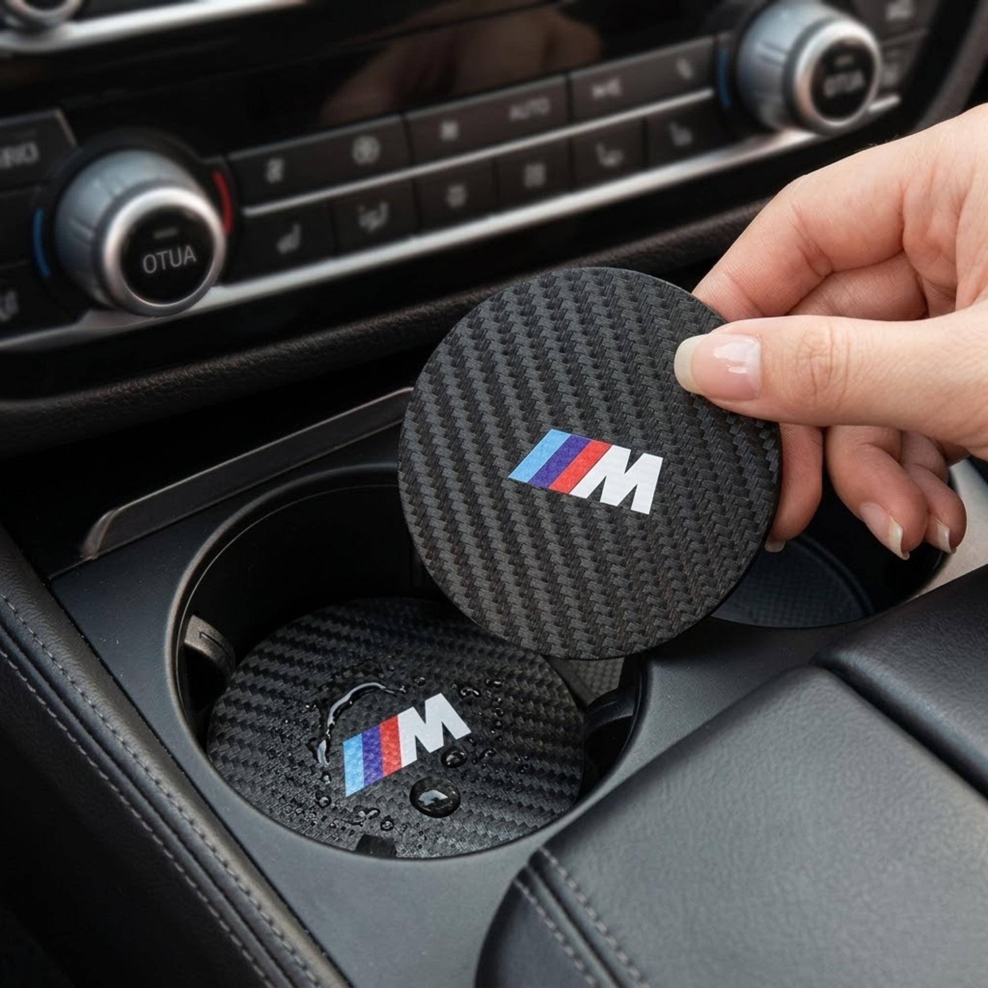 Carbon Fiber BMW M Performance Coasters – Waterproof Universal Fit Set ...