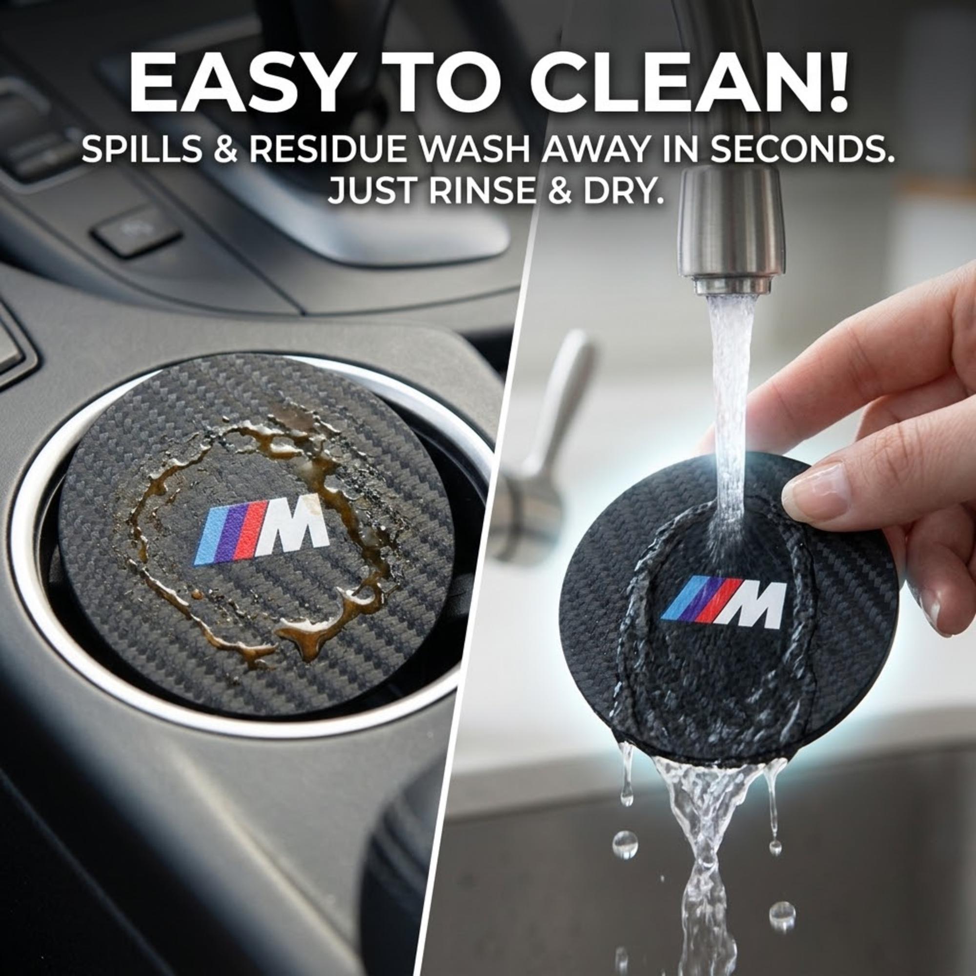 Carbon Fiber BMW M Performance Coasters – Waterproof Universal Fit Set ...