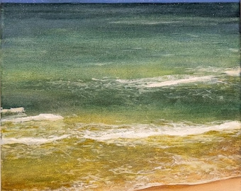 Sfeervol zeelandschap – hedendaagse realismeschilderkunst, 25 x 25 cm