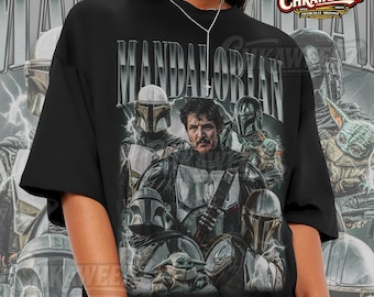 The Mandalorian Shirt Pedro Pascal Graphic Tee, Vintage 90s Rap Style T-Shirt CK22