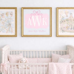 Custom Name baby girl nursery digital print- Fair Zoo theme