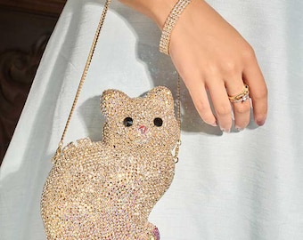 Kristall Katze Clutch Bag - Strass Kitty Abendtasche, bezaubernde Handtasche