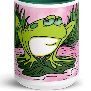 SAD RANA / FROG, Depressed, No Friends, Sitting on Soggy Lily Pad ceramic mug