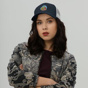 Party Animal: Embroidered Cute Cartoon Turtle with Red Solo Cup on Trucker Hat
