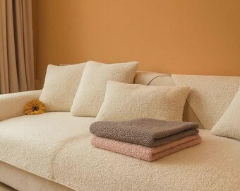 Funda de felpa rizada Teddy para sofá de tres plazas