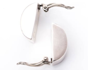 Vintage Zina Sterling Silver Modernist Clip Earrings