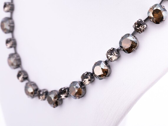 Vintage Krikor Bronze Swarovski Crystal Necklace - image 3