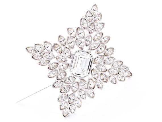 Vintage Kenneth Jay Lane Crystal Cruciform Brooch - image 1