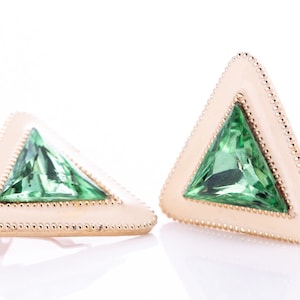Orecchini a clip Kenneth Jay Lane vintage degli anni &#39;70 e orecchini a clip con dichiarazione di strass smeraldo