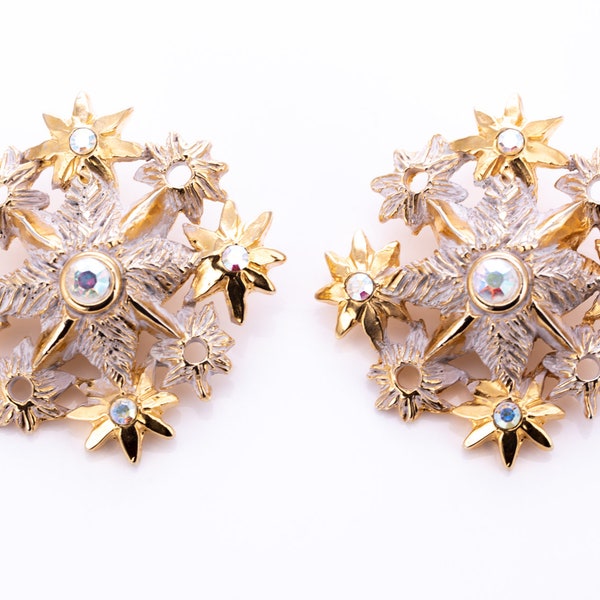 Vintage Claire Deve Resin Starburst Statement Clip Earrings