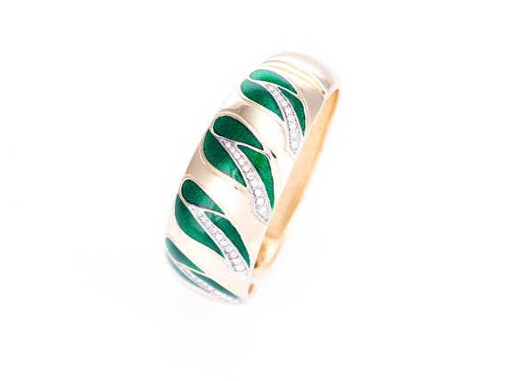 Vintage Christian Dior Bijoux Enamel and Swarovski Crystal Hinged 