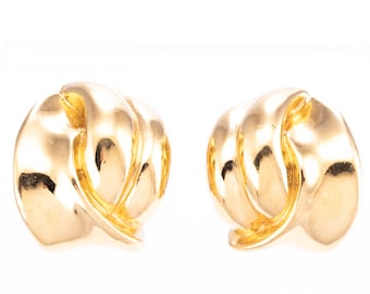 Vintage Replica Made in Italy Gold Plated Twist Clip Earrings