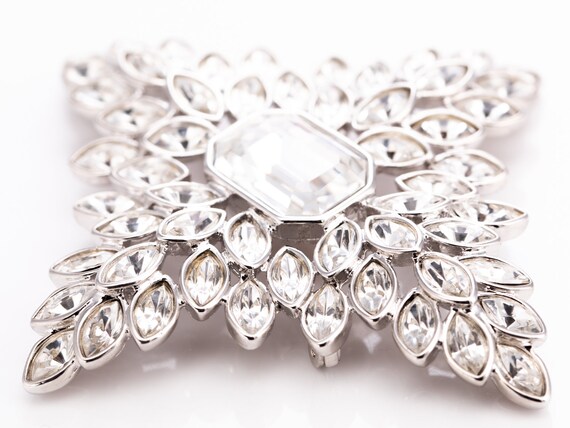 Vintage Kenneth Jay Lane Crystal Cruciform Brooch - image 5