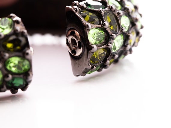 Vintage Kenneth Jay Lane Emerald Rhinestone Hinge… - image 8