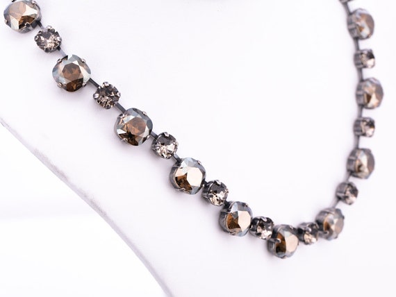 Vintage Krikor Bronze Swarovski Crystal Necklace - image 2