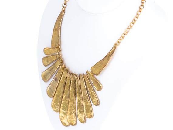 Vintage Egyptian Revival Goldtone Statement Neckl… - image 2