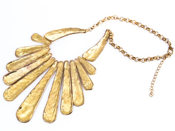 Vintage Egyptian Revival Goldtone Statement Neckl… - image 4