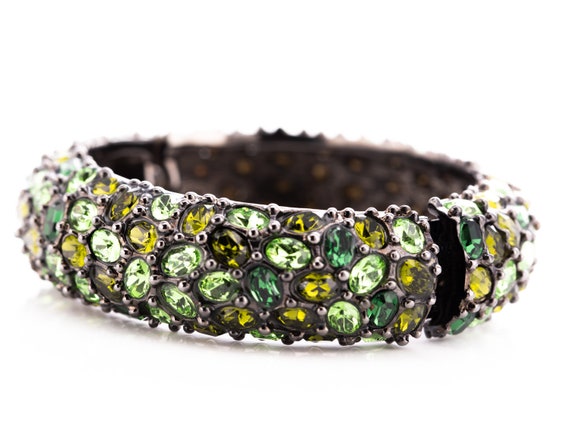 Vintage Kenneth Jay Lane Emerald Rhinestone Hinge… - image 9