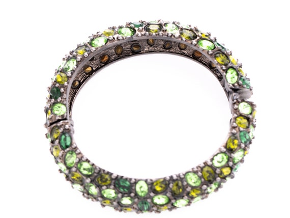 Vintage Kenneth Jay Lane Emerald Rhinestone Hinge… - image 5