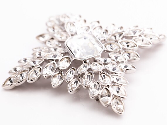 Vintage Kenneth Jay Lane Crystal Cruciform Brooch - image 7