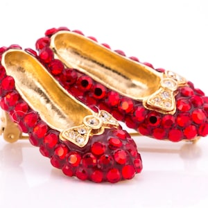 Vintage Suzanne Bjontegard Ruby Slippers Rhinestone Brooch