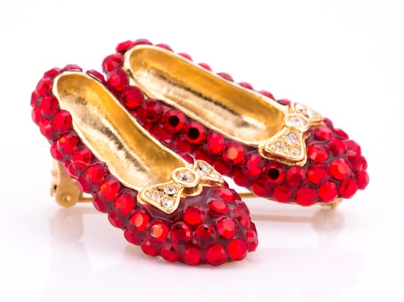 Vintage Suzanne Bjontegard Ruby Slippers Rhinesto… - image 1