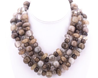 Vintage Dominique Denaive Resin Beaded Multi Strand Statement Choker Necklace