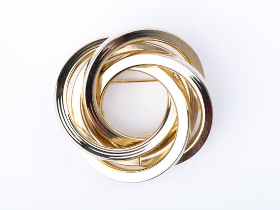 Vintage Mid Century Modernist Circles Brooch - image 4